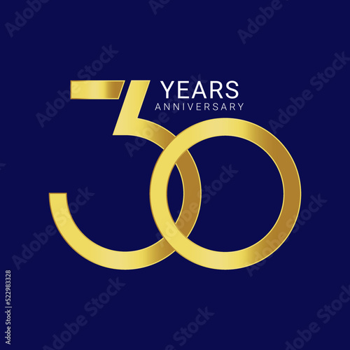 30, 30th Years Anniversary Logo, Vector Template Design element for birthday, invitation, wedding, jubilee and greeting card illustration.