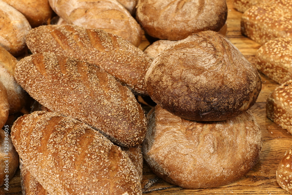 Bread and bakery products are sold in a store in Israel.