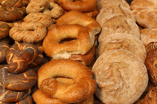 Bread and bakery products are sold in a store in Israel.