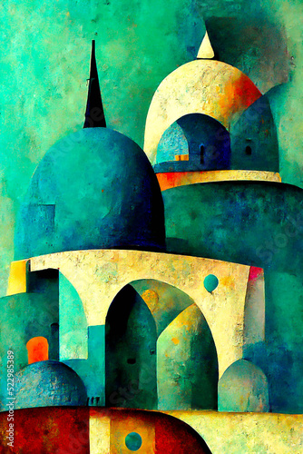 Domes and doors of mosques from the cities of dreams,Created with Generative AI technology #522985389