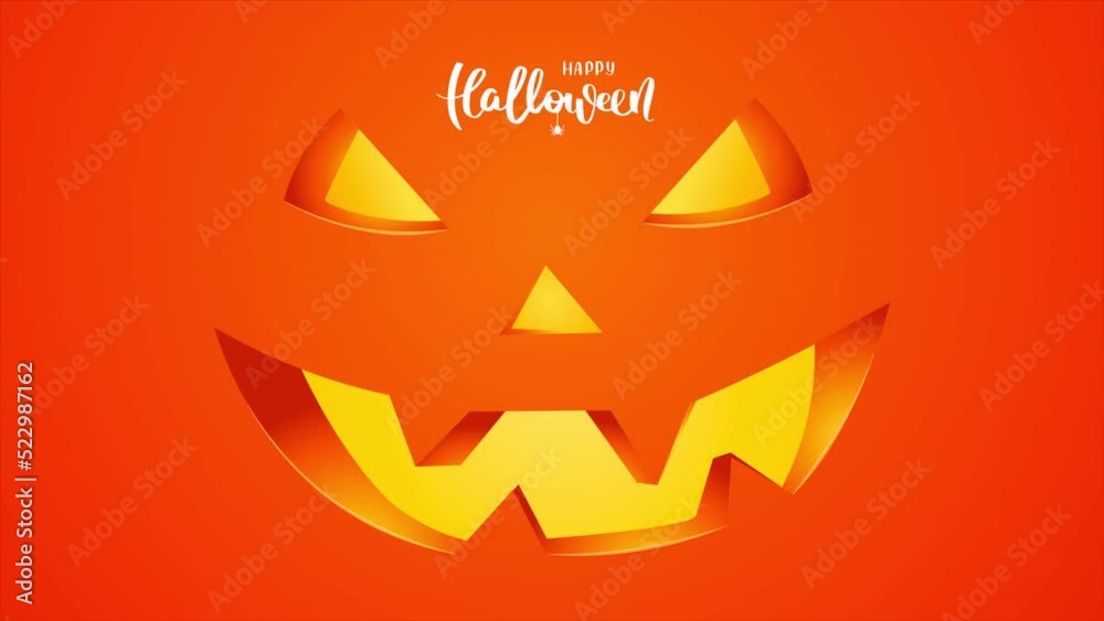 Happy Halloween card with scary pumpkin face. Animation video. Happy Halloween card with scary pumpkin face. Animation video.