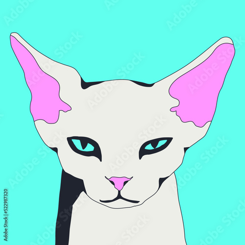 Fashion minimal illustration. Stylish cat  portraits