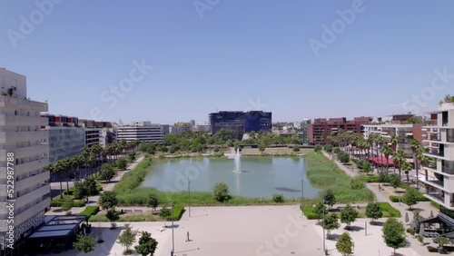 Apartment buildings in Montpellier around a pond. photo