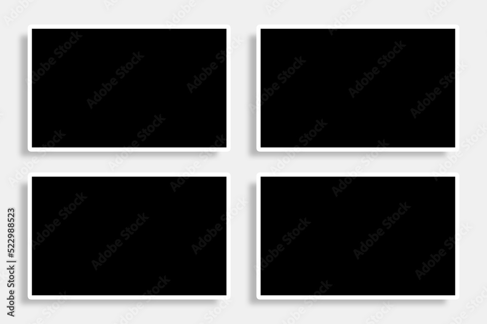 4 Rectangle photo frames in black & white color & a simple layout. Used as a printable photo collage template or a mock up to place album pictures or photographs collection in a classic old style. 4 Rectangle photo frames in black & white color & a simple layout. Used as a printable photo collage template or a mock up to place album pictures or photographs collection in a classic old style.