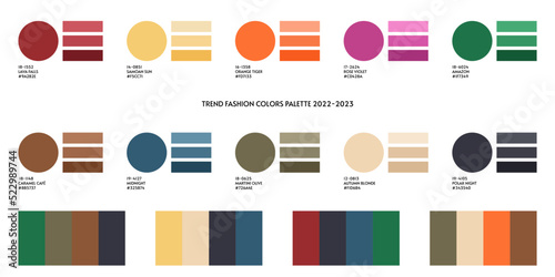 ACTUAL FRESH New fashion color trend winter spring season 2022 2023. Color palette forecast of the future color trend