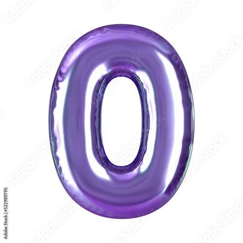 Purple number balloon.3d render