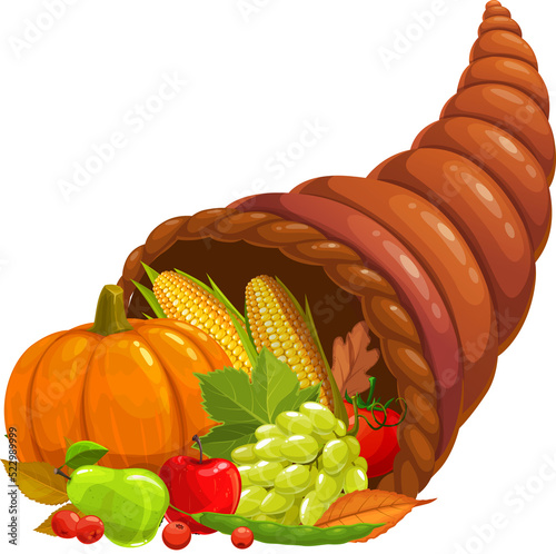 Konstfotografi Cornucopia vector icon, Thanksgiving day symbol