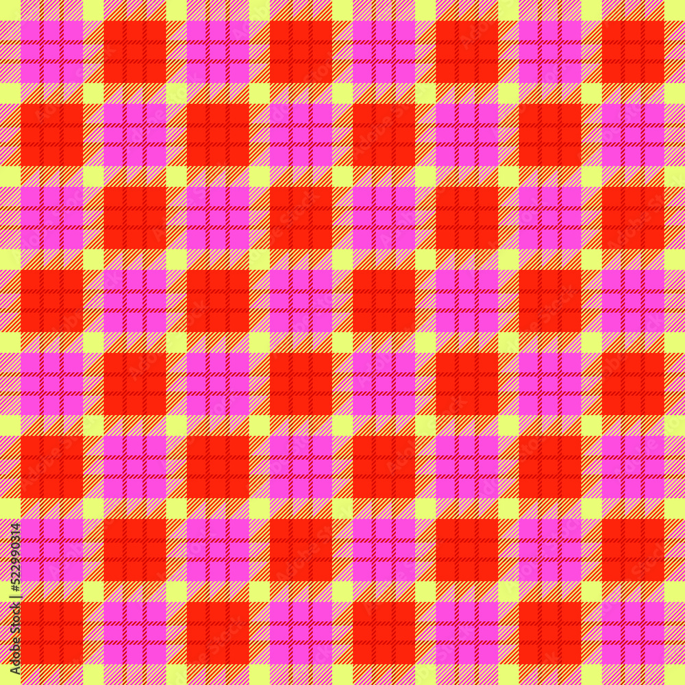 Tartan check plaid in vivid neon yellow, orange and pink Tartan check plaid in vivid neon yellow, orange and pink