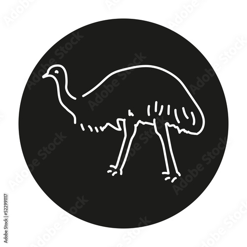 Australian ostrich Emu color line illustration. Animals of Australia