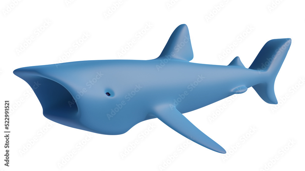 3d stylized shark. Cartoon illustration, image render