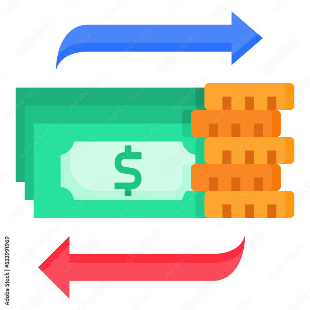 Money Transfer flat color icon. Can be used for digital product, presentation, print design and more. Money Transfer flat color icon. Can be used for digital product, presentation, print design and more.