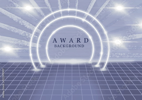 Royal neon blue modern abstract award background. Sparkle glowing effect design concept. Show night decorative invitation. Trendy, luxury shining visual vector background. Backdrop for nomination 