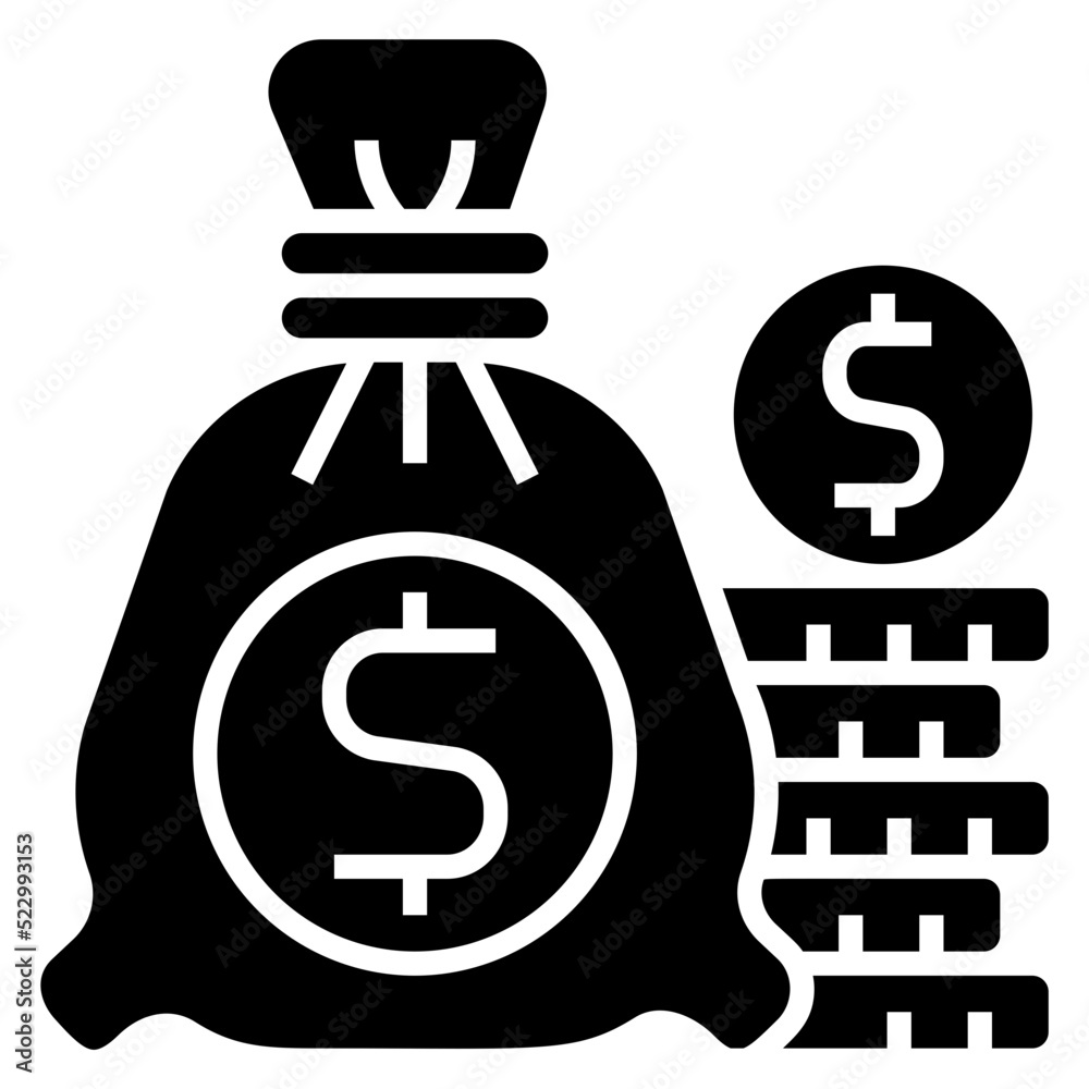 Money Bag glyph icon. Can be used for digital product, presentation, print design and more. Money Bag glyph icon. Can be used for digital product, presentation, print design and more.