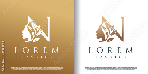 woman beauty logo icon with letter y concept design premium vector