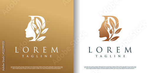 woman beauty logo icon with letter y concept design premium vector