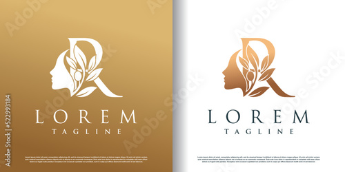 woman beauty logo icon with letter y concept design premium vector