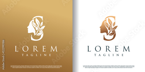 woman beauty logo icon with letter y concept design premium vector