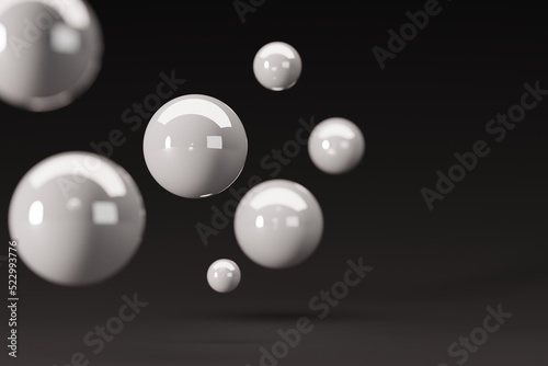 Fototapeta Naklejka Na Ścianę i Meble -  Abstract reflecting spheres on a pastel background. Concept of abstract and modern background, design. 3d render, illustration.