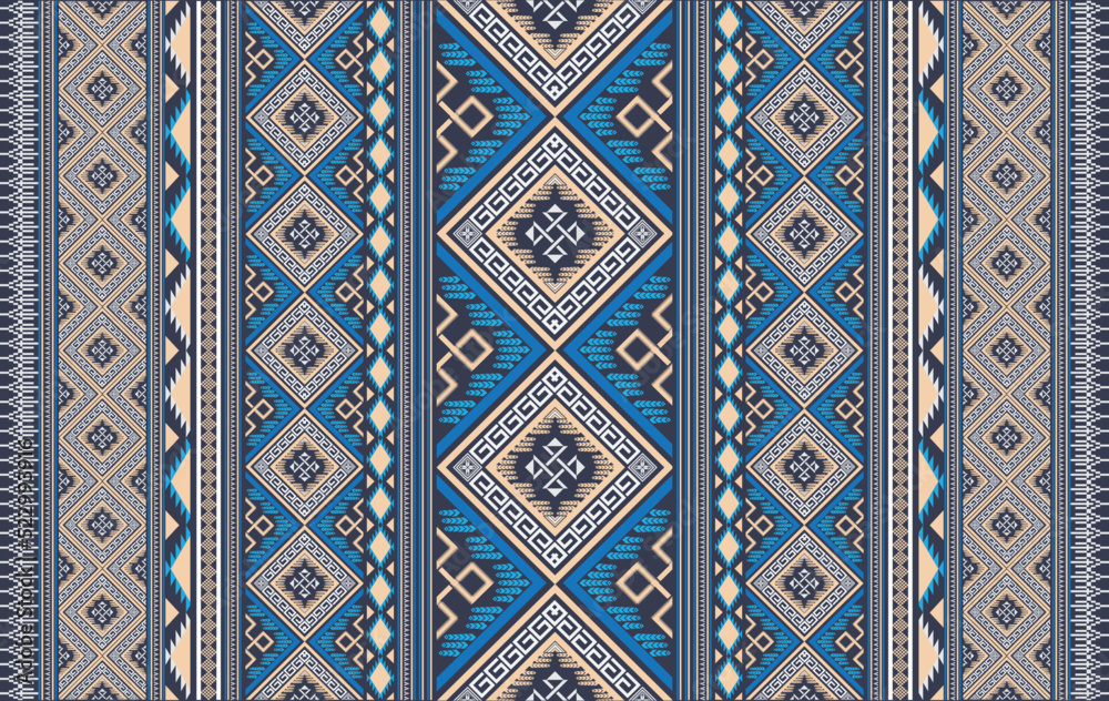 geometric ikat ethnic oriental traditional design for background, rug, wallpaper, clothing, wrap, fabric, vector illustration.