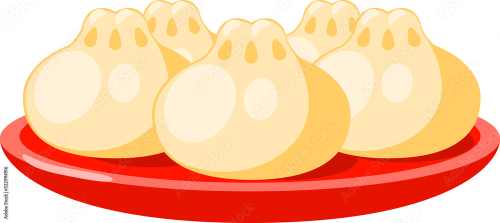 Chinese dim sum asian cuisine food, vector meal