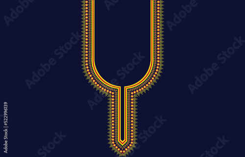 Geometric Ethnic oriental pattern traditional .Floral necklace embroidery design for fashion women.background,wallpaper,clothing and wrapping.