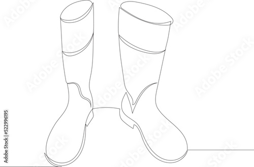 rubber boots drawing by one continuous line
