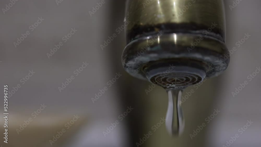 Water Dripping From Tap. Macro. Loop. Close Up. Vintage Bronze Faucet Water. Close-up. 60 FPS, 4k, ProRes Water Dripping From Tap. Macro. Loop. Close Up. Vintage Bronze Faucet Water. Close-up. 60 FPS, 4k, ProRes