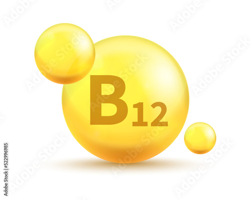 Vitamin golden capsules. Realistic 3d gold bubbles. Vector multivitamin pills