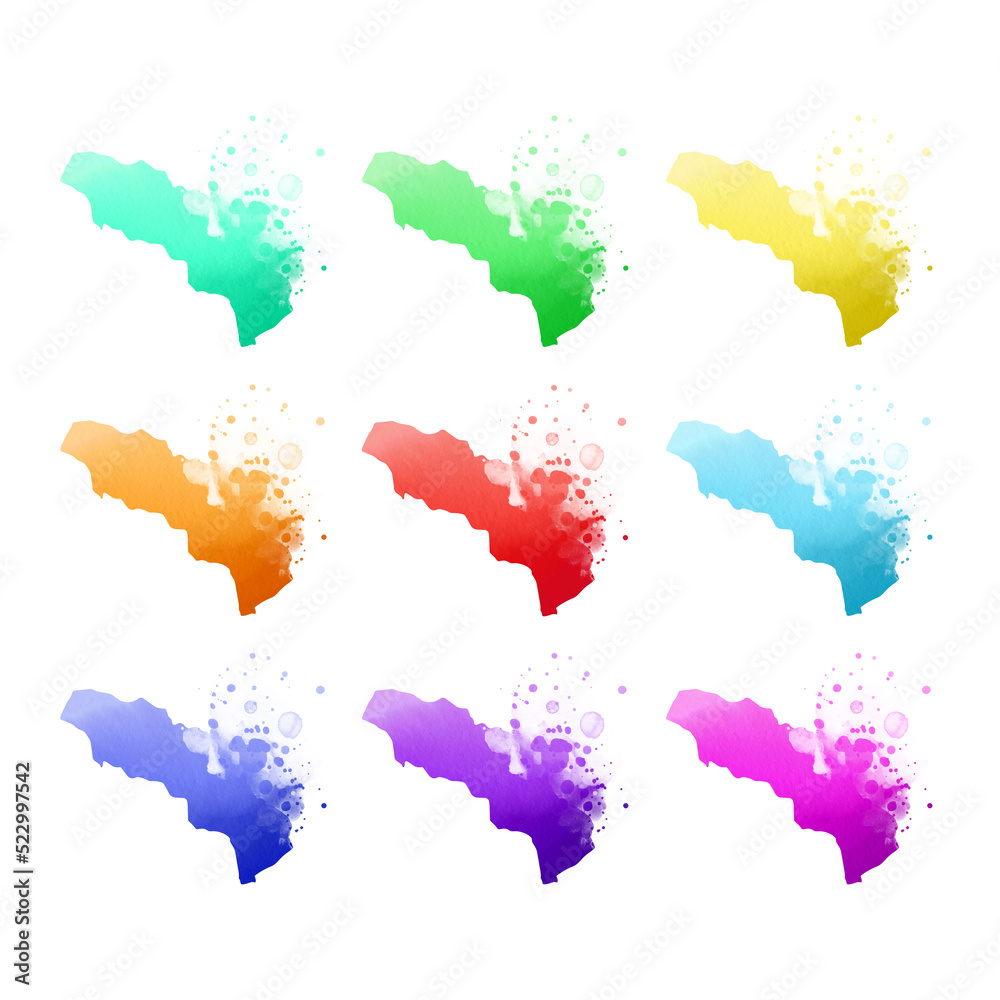 Obraz premium Country map watercolor sublimation backgrounds set on white background. Abkhazia