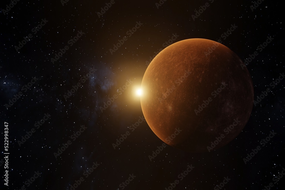 Outer space, planet view and star after planet. Science fiction concept. 3d render. Outer space, planet view and star after planet. Science fiction concept. 3d render.
