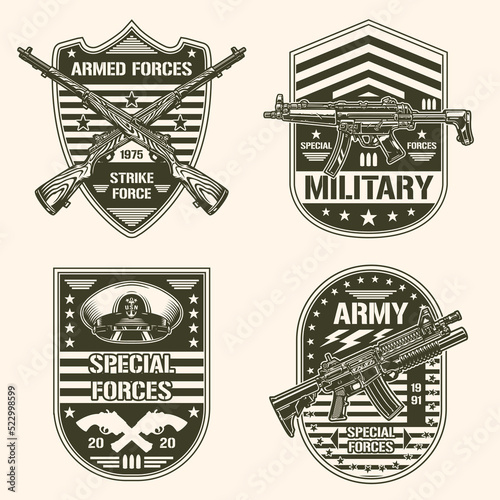 Special forces set monochrome logotype