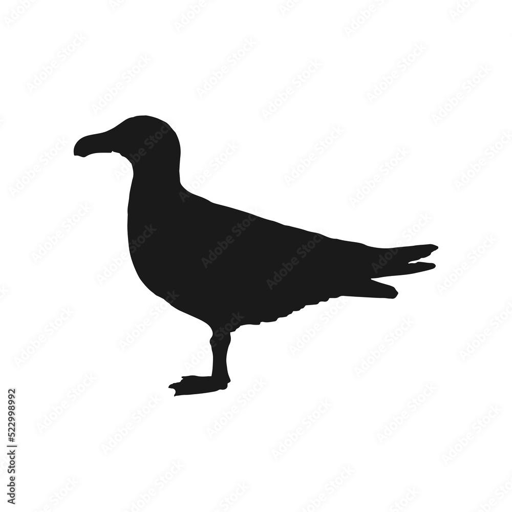 Fototapeta premium Silhouette of flying seagulls. Hand drawn illustration converted to vector.