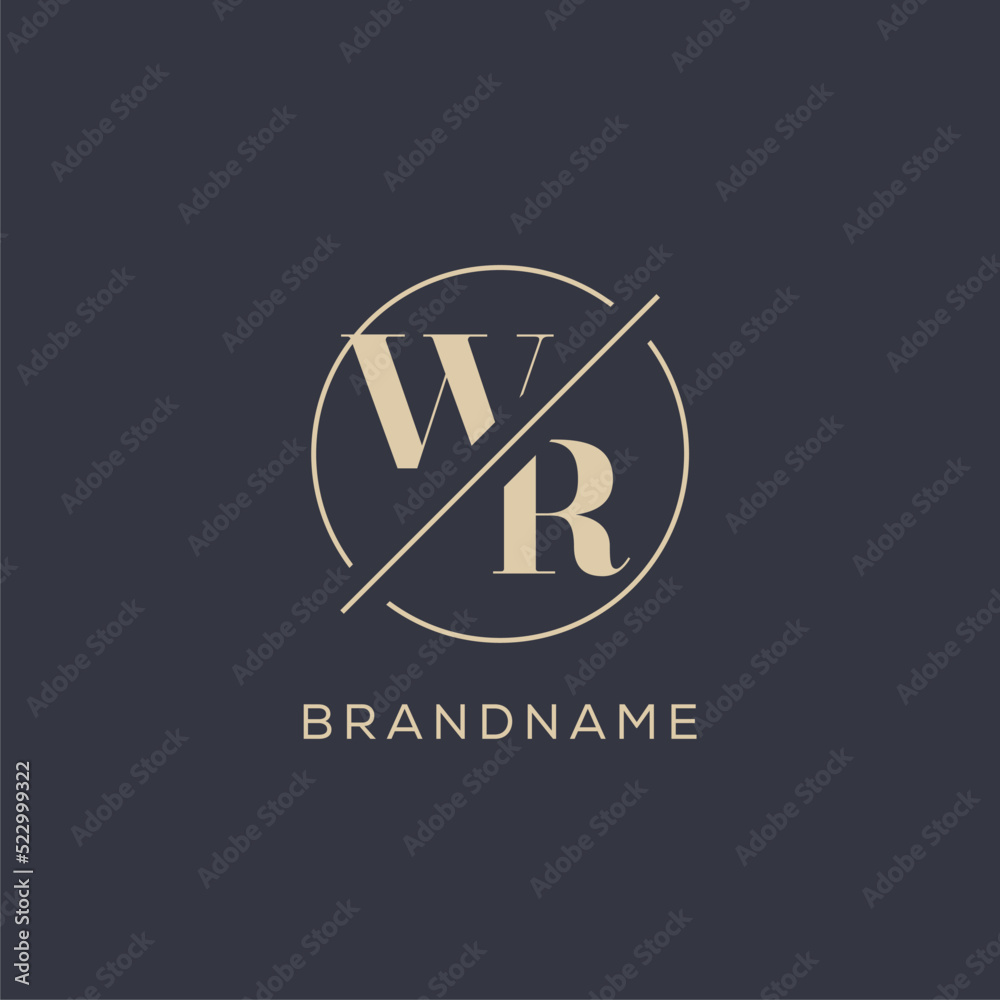 Initial letter WR logo with simple circle line, Elegant look monogram ...