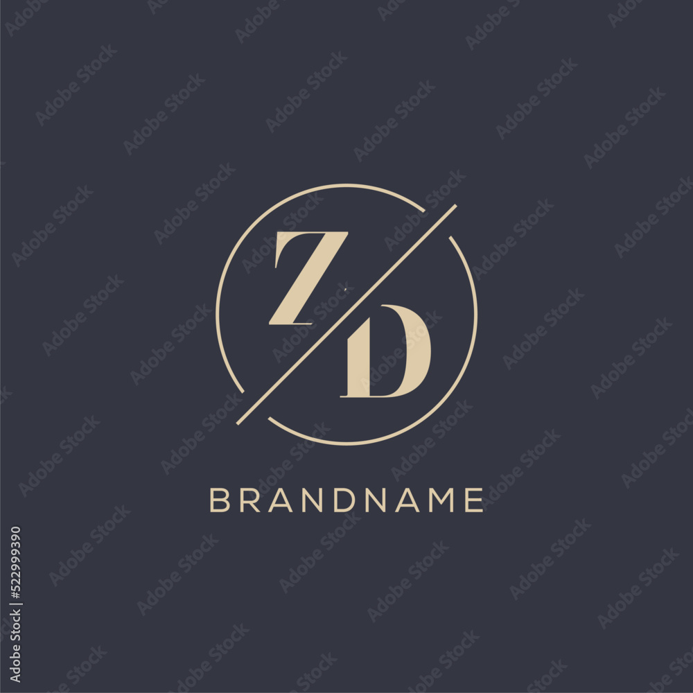 Initial letter ZD logo with simple circle line, Elegant look monogram ...