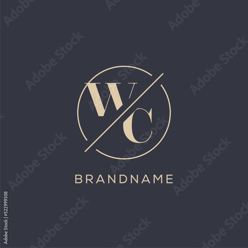 Initial letter WC logo with simple circle line, Elegant look monogram logo style