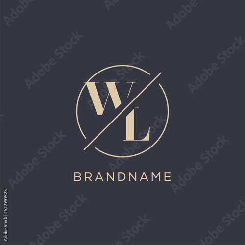 Initial letter WL logo with simple circle line, Elegant look monogram logo style photo