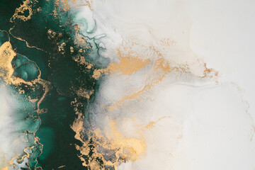 Marble ink abstract art from exquisite original painting for abstract background . Painting was painted on high quality paper texture to create smooth marble background pattern of ombre alcohol ink .