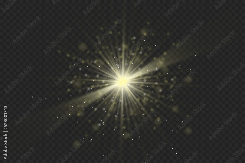 Light effects, glare, glitter, explosion, golden light, Vector illustration. shining golden stars. Light effects, glare, glitter, explosion, golden light, Vector illustration. shining golden stars.