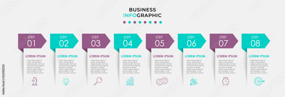Vector Infographic design business template with icons and 8 options or ...