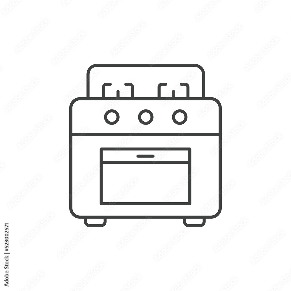 Stove oven icon vector sign isolated on white background. Line art style stove icon vector illustration. Stove oven icon vector sign isolated on white background. Line art style stove icon vector illustration.