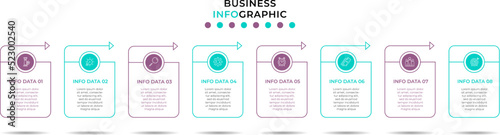 Vector Infographic design business template with icons and 8 options or steps. Can be used for process diagram, presentations, workflow layout, banner, flow chart, info graph