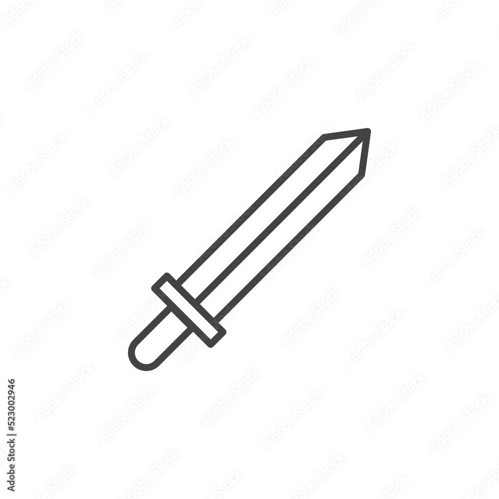 outline sword vector icon on white background