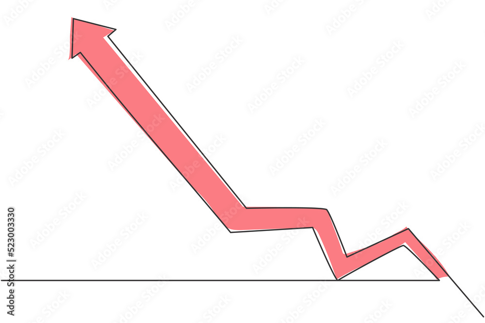 Continuous one line drawing of increasing graph up arrow symbol. Success business sales growth report minimalist concept. Trendy single line draw design vector graphic illustration Continuous one line drawing of increasing graph up arrow symbol. Success business sales growth report minimalist concept. Trendy single line draw design vector graphic illustration