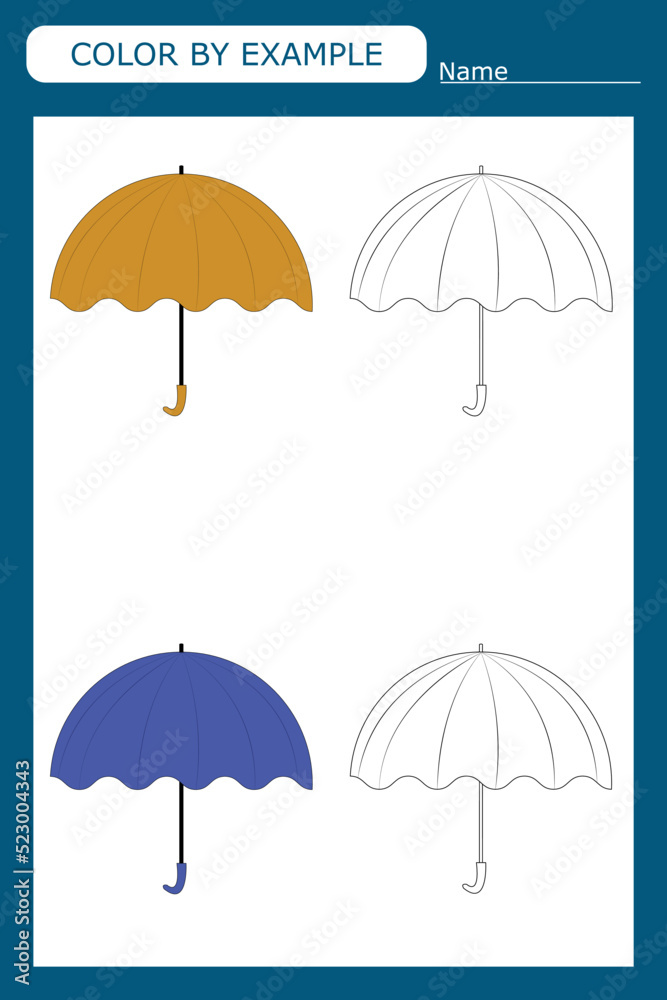Coloring book of a umbrella. Educational creative games for preschool children
