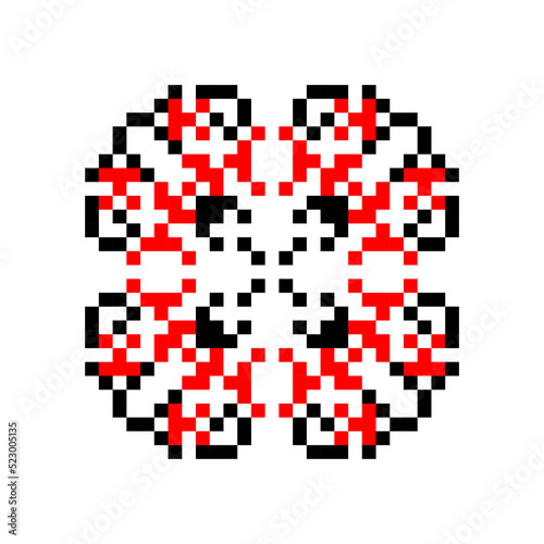 Traditional Ukrainian knitted embroidery art, ethnic mandala ornament vyshyvanka