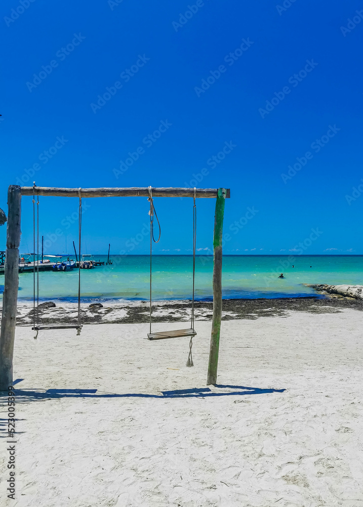 Beautiful Holbox island beach sandbank panorama turquoise water people Mexico. Beautiful Holbox island beach sandbank panorama turquoise water people Mexico.