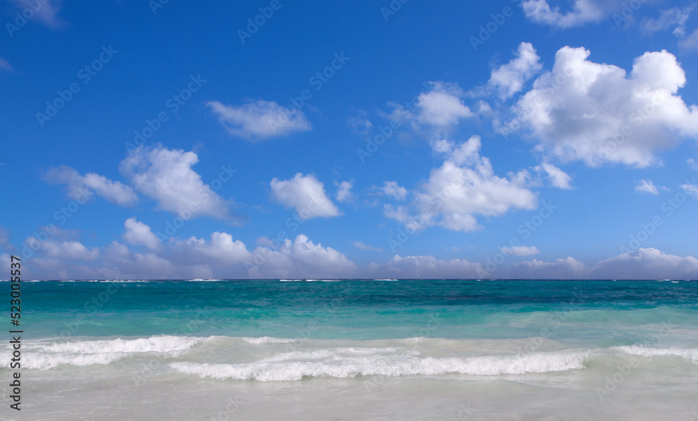 Travel background with Caribbean sea and clouds sky. Travel background with Caribbean sea and clouds sky.