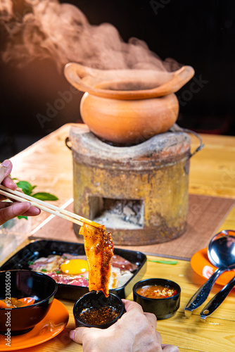 traditional thai food hot pot shabu