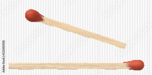 two matchsticks on a transparent background. Vector illustration