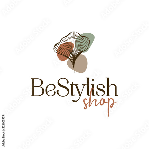 simple delicate logo. pastel. sheet. petal. vector illustration. emblem. icon. leaf. shop. style. logo store. tree. 
vintage flower